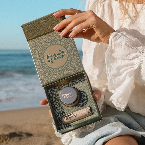 Poppy & Pout Lip Care Set | Lip Balm & Scrub | Sustainable Cardboard Tubes & Glass Jars, All Natural, Beeswax, Coconut Oil, Cruelty Free, Exfoliating & Moisturizing Lip Treatment (Island Coconut) in Kuwait