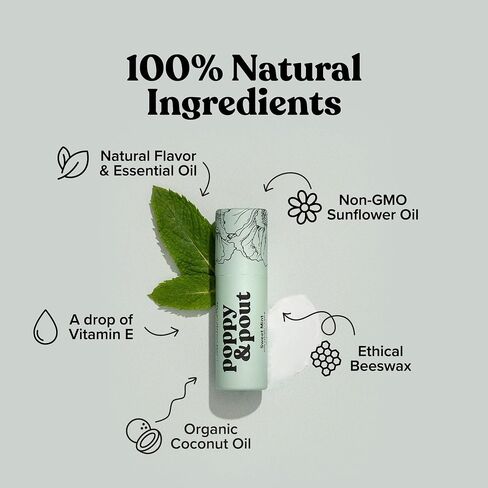 Poppy & Pout Pomegranate Peach Jumbo Lip Balm | All Natural Lip Balms & Moisturizers | Hydrates with Beeswax, Vitamin E, Organic Coconut Oil | Cruelty-Free | Lip Balm in Recyclable Cardboard Tube in Kuwait