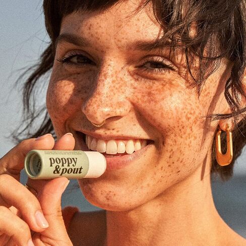 Poppy & Pout Pomegranate Peach Jumbo Lip Balm | All Natural Lip Balms & Moisturizers | Hydrates with Beeswax, Vitamin E, Organic Coconut Oil | Cruelty-Free | Lip Balm in Recyclable Cardboard Tube in Kuwait
