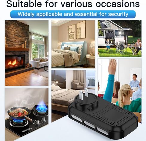 4in1 قابس في مزيج كاشف أول أكسيد الدخان والكربون المدمج في 2000 مللي أمبير شاشة HD Battery Battery [Smoke CO Temp Ressition] إنذار للفندق المنزلي في المنزل (أبيض) in Kuwait