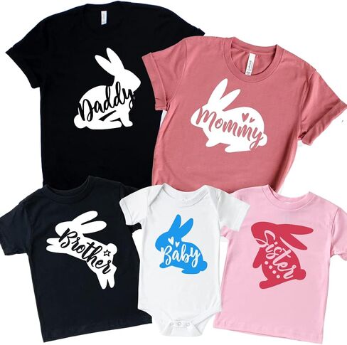 Easter Bunny Personalized Easter Family Shirts, Mommy Daddy Brother Sister Baby Matching Shirts for Easter, Matching Easter Outfits, Easter Crew Matching Shirts, Easter Clothes for Family. Multicolor in Saudi Arabia