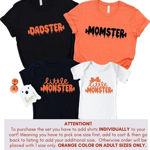 Momster, Dadster Matching Halloween Shirts for Family, Trick Or Treat Halloween Family Shirts, Halloween Party Matching T Shirts, Mom, Dad, Baby, Brother, Sister Halloween Matching Outfits Multicolor in Saudi Arabia