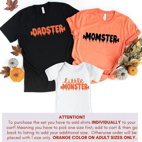 Momster, Dadster Matching Halloween Shirts for Family, Trick Or Treat Halloween Family Shirts, Halloween Party Matching T Shirts, Mom, Dad, Baby, Brother, Sister Halloween Matching Outfits Multicolor in Saudi Arabia