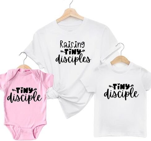 Raising Tiny Disciples Mommy And Me Matching Outfits, Mom Daughter Matching Outfits, Mother Son Matching Shirts, Blessed Mama Baby Onesie, Girl, Boy, Toddler, Christian Mom Shirts Multicolor in Saudi Arabia