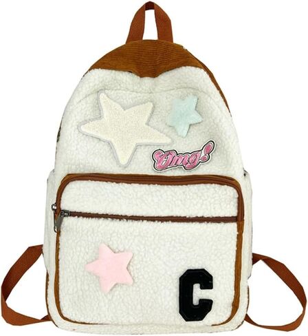 حقيبة ظهر Daypack باللون البيج ذات سعة كبيرة للنساء، حقيبة ظهر مدرسية لطيفة للسفر على شكل نجمة جمالية in Saudi Arabia