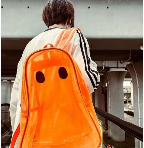 Daypack Halloween Novelty Cute Ghost Backpack Clear Transparent PVC Bag With Reinforced Strap school bag in Saudi Arabia