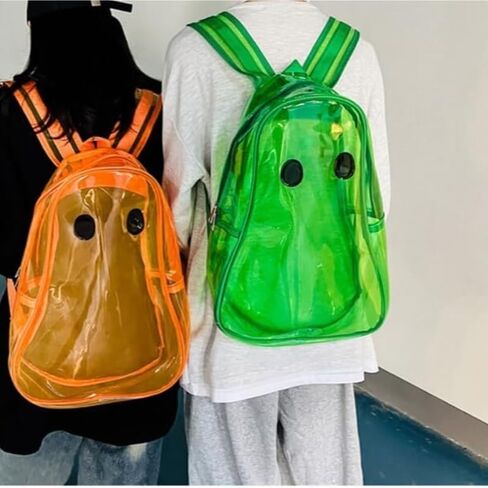 Daypack Halloween Novelty Cute Ghost Backpack Clear Transparent PVC Bag With Reinforced Strap school bag in Saudi Arabia
