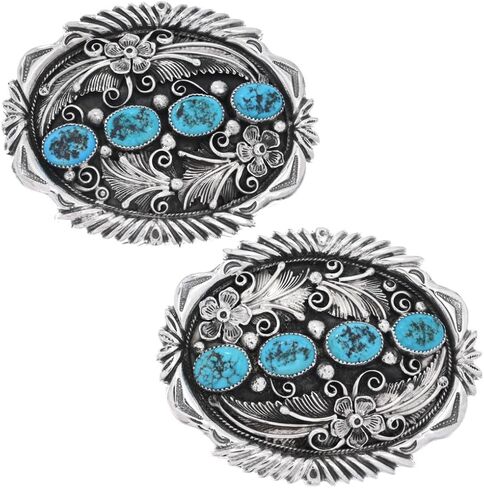 Alltribes Navajo Kingman Turquoise Sterling Belt Buckle Four Nugget Slant and Hammered Silver Investment Quality Accessory 0346 in Saudi Arabia