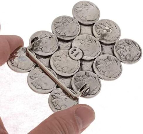 Navajo Buffalo Nickels All Silver Belt Buckle Real 5 Cent Coins 0299 in Saudi Arabia