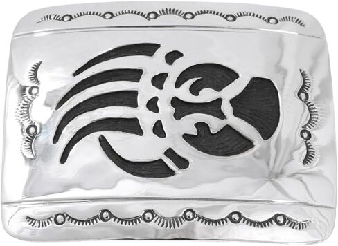Alltribes Navajo Longmire Bear Paw Belt Buckle Really Nice Overlaid Sterling Silver Design 0804 in Saudi Arabia