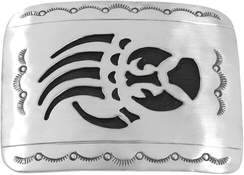 Alltribes Navajo Longmire Bear Paw Belt Buckle Really Nice Overlaid Sterling Silver Design 0804 in Saudi Arabia