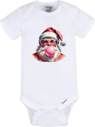 Retro Santa Baby Onesie – Bubblegum Santa Bodysuit Holiday Gift in Saudi Arabia