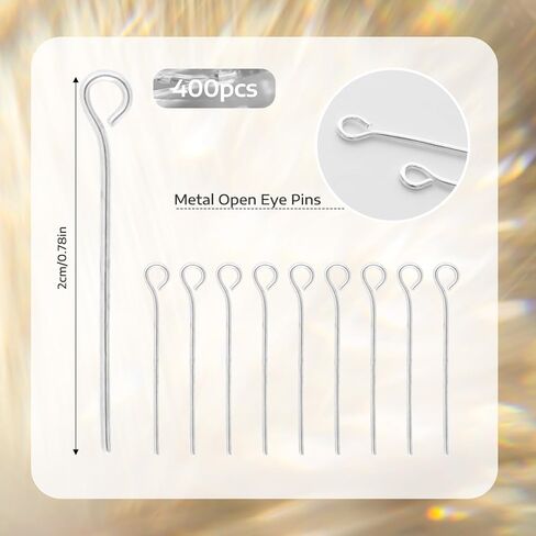 400Pcs Silver Eye Pins 20mm Handmade End Headpins Brass Wire Needle Straight Stainless Steel Sewing Pins for Earring Pendant Bracelet Necklace Jewelry Making Findings DIY Craft in Saudi Arabia