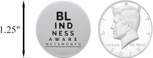 Blindness Awareness pins - Blindness Awareness Month (braille) - small, 1.25" - pack of 12 pinback buttons in Saudi Arabia