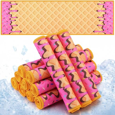 Peryiter 12 PCS Ice Cream Baseball Drip التبريد منشفة 40 "× 12" من منشفة تبريد رياضية ناعمة خفيفة الوزن للبيسبول للأحداث اليوغا الجريئة (Pink ، 40 × 12 بوصة) in Saudi Arabia