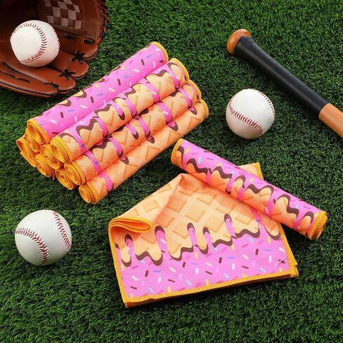 Peryiter 12 PCS Ice Cream Baseball Drip التبريد منشفة 40 "× 12" من منشفة تبريد رياضية ناعمة خفيفة الوزن للبيسبول للأحداث اليوغا الجريئة (Pink ، 40 × 12 بوصة) in Saudi Arabia