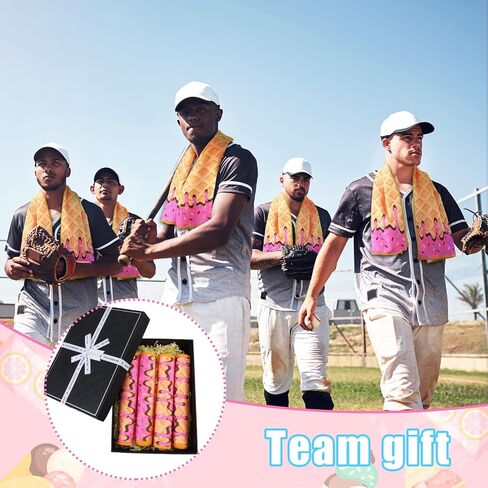 Peryiter 12 PCS Ice Cream Baseball Drip التبريد منشفة 40 "× 12" من منشفة تبريد رياضية ناعمة خفيفة الوزن للبيسبول للأحداث اليوغا الجريئة (Pink ، 40 × 12 بوصة) in Saudi Arabia