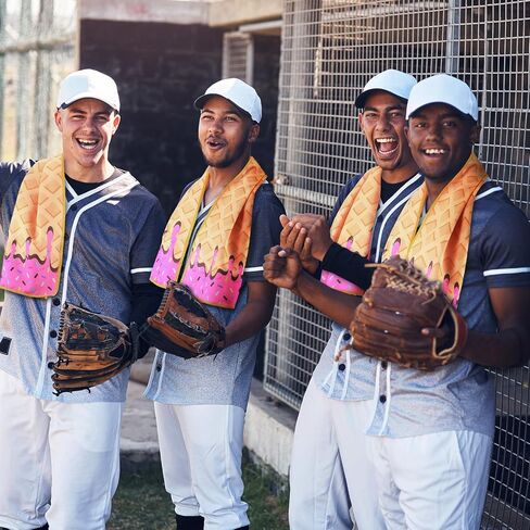 Peryiter 12 PCS Ice Cream Baseball Drip التبريد منشفة 40 "× 12" من منشفة تبريد رياضية ناعمة خفيفة الوزن للبيسبول للأحداث اليوغا الجريئة (Pink ، 40 × 12 بوصة) in Saudi Arabia