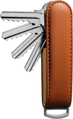 Jibbon Italian Leather Key Organizer |Marine Grade 316 Stainless Steel Leather Keychain -Key Holder Hold UpTo 9 Standard Keys in Kuwait