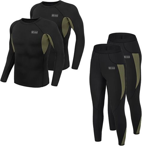 Men’s Thermal Underwear Set, Winter Fleece Lined Sport Long Johns Base Layer Quick Drying Thermo for Hunting Skiing in Saudi Arabia