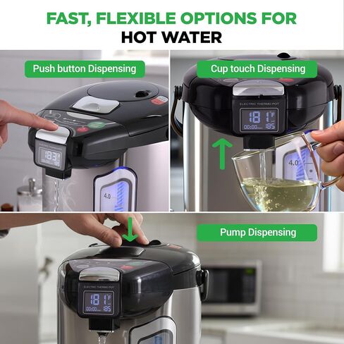 NutriChef Digital Water Boiler and Warmer - 5L/5.28 Qt Stainless Electric Hot Water Dispenser w/LCD Display, Rotating Base, Keep Warm, Auto Shut Off, Safety Lock, Instant Heating for Coffee & Tea in Kuwait