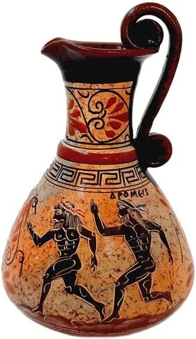 Ancient Greek Jar Vase 19cm,Multicolored,showing themes from Ancient athletics games in Saudi Arabia