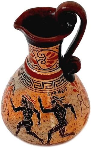 Ancient Greek Jar Vase 19cm,Multicolored,showing themes from Ancient athletics games in Saudi Arabia