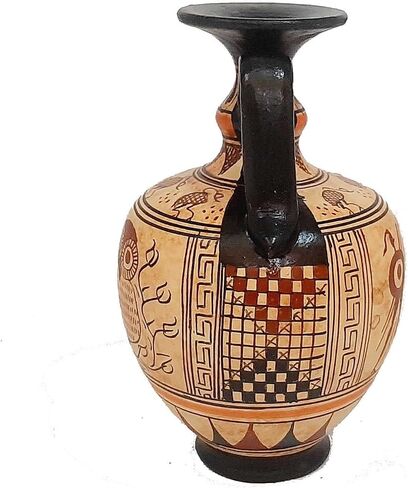 طقم من 2 مزهرية يونانية هندسية 13,5 سم، فخار قديم in Saudi Arabia