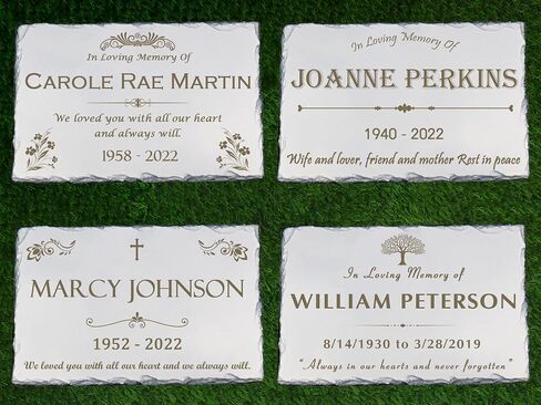Custom Memorial Gray Slate Stone, Personalized 7.5x11.5" Memorial Stone, Memorial Grave Marker Headstone, Headstone, Condolences Garden Marker, Memorial Stone You Can Customize (Design 4) in Saudi Arabia