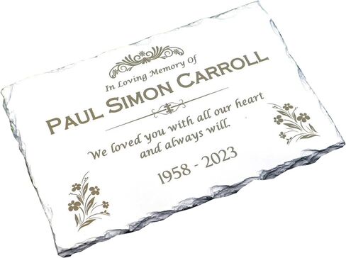 Custom Memorial Gray Slate Stone, Personalized 7.5x11.5" Memorial Stone, Memorial Grave Marker Headstone, Headstone, Condolences Garden Marker, Memorial Stone You Can Customize (Design 4) in Saudi Arabia