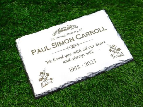 Custom Memorial Gray Slate Stone, Personalized 7.5x11.5" Memorial Stone, Memorial Grave Marker Headstone, Headstone, Condolences Garden Marker, Memorial Stone You Can Customize (Design 4) in Saudi Arabia