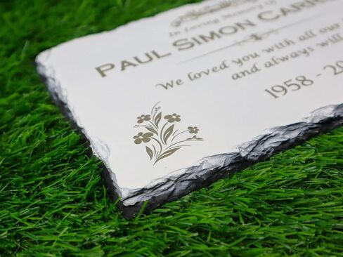 Custom Memorial Gray Slate Stone, Personalized 7.5x11.5" Memorial Stone, Memorial Grave Marker Headstone, Headstone, Condolences Garden Marker, Memorial Stone You Can Customize (Design 4) in Saudi Arabia