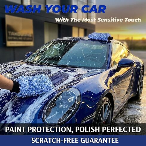 New Car Wash Mitt by TAKAVU, 2 Pack Premium Cyclone Microfiber Washing Gloves, Holds Tons of Sudsy Water for Effective Washing, Machine Washable, Lint Free, Scratch Free in Kuwait