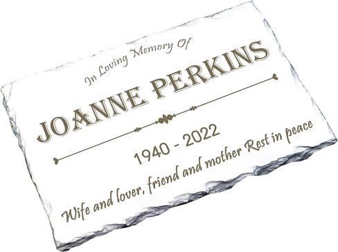 Custom Memorial Gray Slate Stone, Personalized 7.5x11.5" Memorial Stone, Memorial Grave Marker Headstone, Headstone, Condolences Garden Marker, Memorial Stone You Can Customize (Design 4) in Saudi Arabia