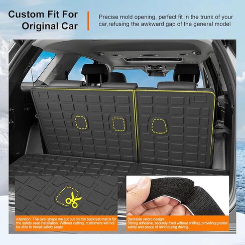 powoq Fit 2020-2023 Hyundai Palisade Cargo Liner Backrest Mat TPE خلف الصف الثالث واقي المقعد الخلفي لـ 2020 2021 2022 2023 Hyundai Palisade Accessories (حصيرة صندوق السيارة الخلفي مع حصيرة مسند الظهر) in Kuwait