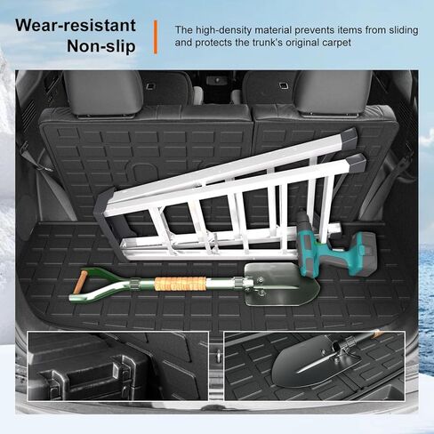 powoq Fit 2020-2023 Hyundai Palisade Cargo Liner Backrest Mat TPE خلف الصف الثالث واقي المقعد الخلفي لـ 2020 2021 2022 2023 Hyundai Palisade Accessories (حصيرة صندوق السيارة الخلفي مع حصيرة مسند الظهر) in Kuwait