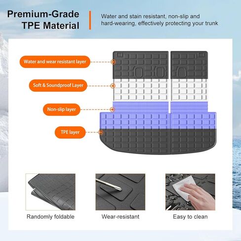 powoq Fit 2020-2023 Hyundai Palisade Cargo Liner Backrest Mat TPE خلف الصف الثالث واقي المقعد الخلفي لـ 2020 2021 2022 2023 Hyundai Palisade Accessories (حصيرة صندوق السيارة الخلفي مع حصيرة مسند الظهر) in Kuwait