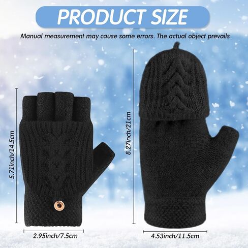 Liitrsh 4 Pairs Winter Knitted Fingerless Gloves for Women Half Finger Convertible Fingerless Mittens Flip Top Cover Thermal Knit Flip Mittens for Women Costume Accessories, 4 Colors in Saudi Arabia