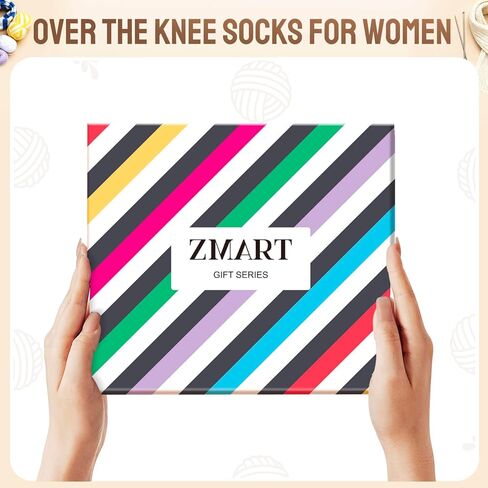 Zmart Striped Thigh High Socks Knee High Socks for Women Teen Girls, School Socks Long Socks Over the Knee Socks in Kuwait