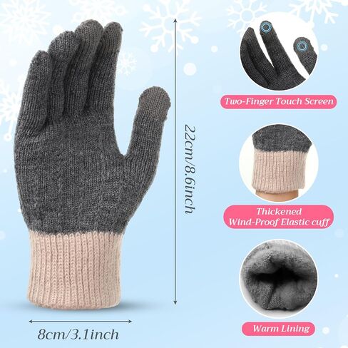 SATINIOR 8 Pairs Women Winter Gloves Warm Fleece Lining Knit Touchscreen Elastic Cuff Texting Gloves, Black, Gray, Pink, Beige, White, Navy, Burgundy, Coffee, 8.75 x 4 inches in Saudi Arabia