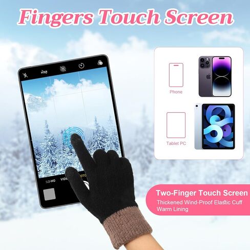 SATINIOR 8 Pairs Women Winter Gloves Warm Fleece Lining Knit Touchscreen Elastic Cuff Texting Gloves, Black, Gray, Pink, Beige, White, Navy, Burgundy, Coffee, 8.75 x 4 inches in Saudi Arabia