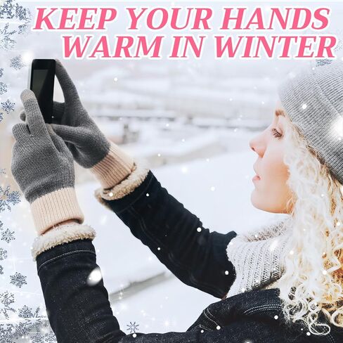 SATINIOR 8 Pairs Women Winter Gloves Warm Fleece Lining Knit Touchscreen Elastic Cuff Texting Gloves, Black, Gray, Pink, Beige, White, Navy, Burgundy, Coffee, 8.75 x 4 inches in Saudi Arabia