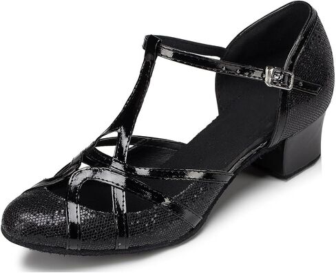 Minishion Women's T-strap Dance Heels Glitter Salsa Ballroom Shoes Wedding Party Pumps in Kuwait