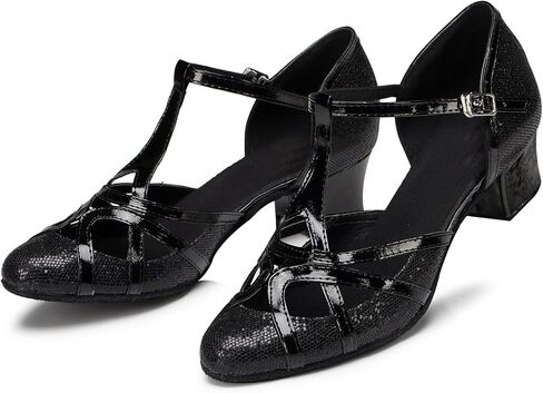 Minishion Women's T-strap Dance Heels Glitter Salsa Ballroom Shoes Wedding Party Pumps in Kuwait
