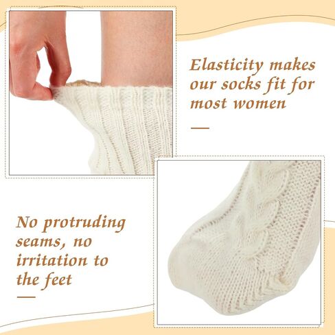 4 Pairs Women's Thigh High Socks Cable Knitted over Knee Sock Long Leg Warm Winter Boot Socks for Women in Saudi Arabia
