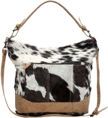 Myra Bag Two-Tone Upcycled Canvas & Cowhide Leather Messenger Bag S-1229 in Saudi Arabia