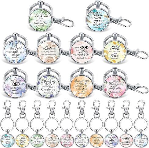 Sasylvia 20 Pcs Christian Keychains for Women Inspirational Scripture Quote Religious Keychains Appreciation Bible Verse Gifts for Mom Sister Friend Prayers Church Party(Flowers) in Kuwait