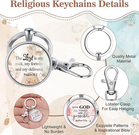 Sasylvia 20 Pcs Christian Keychains for Women Inspirational Scripture Quote Religious Keychains Appreciation Bible Verse Gifts for Mom Sister Friend Prayers Church Party(Flowers) in Kuwait