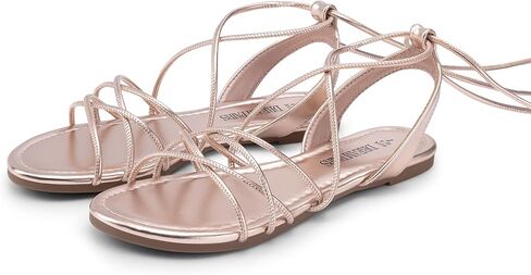 DREAM PAIRS Women's Lace-up Strappy Flat Sandals | Dressy Comfortable Gladiator Sandals Summer Wedding Vacation Flat Sandals for Women in Saudi Arabia