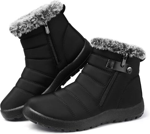 Winter Boots for Women Snow: Warm Waterproof Non Slip Outdoor Boot | Fur Lined Ankle Boots Warm for All-Day Winter Commute - Comfortable Cold Weather Non Slip Walking No Foot Fatigue in Kuwait
